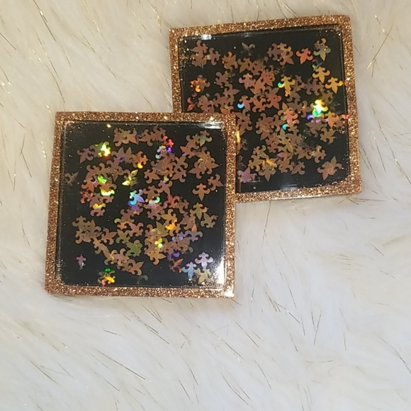 Flor de Lis handcrafted coasters - Picture 1 of 2